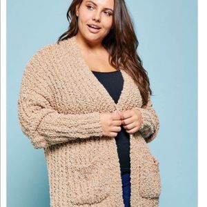 Plus Size Taupe Popcorn Cardigan